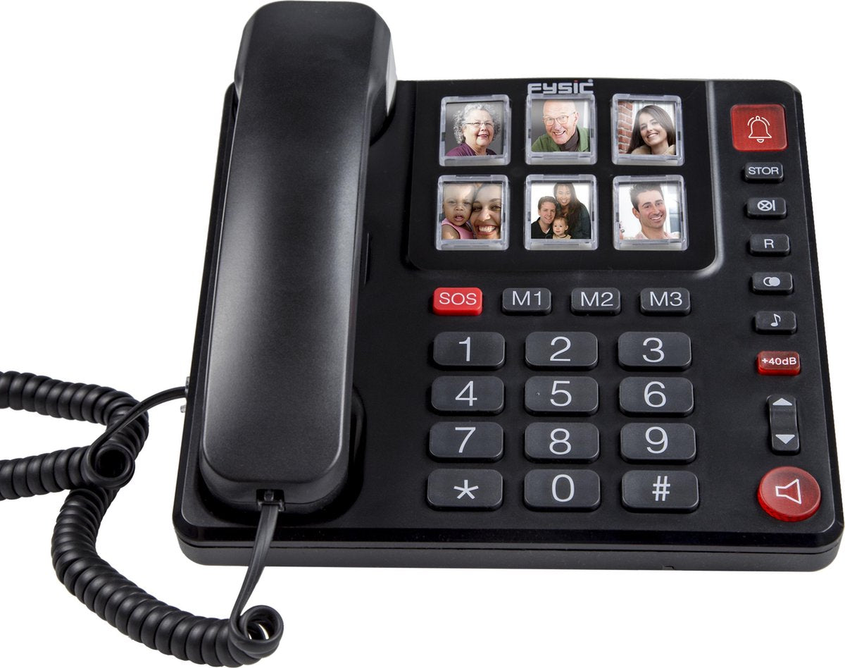 Huistelefoon senioren - Senioren telefoon - Vaste lijn - Zwart - Fysic FX-3930 •