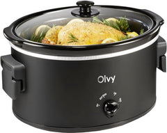 Slowcooker met Timer - 6L - Glazen deksel - Zwart - Olvy •