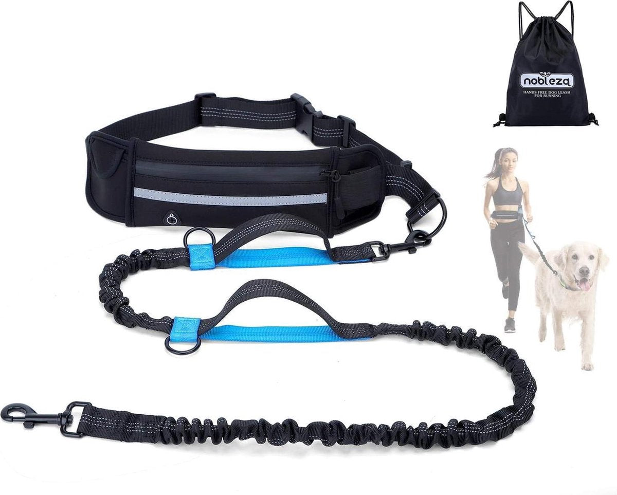 Heupgordel met Hondenriem - Canicross - Looplijn - Blauw - Nobleza •