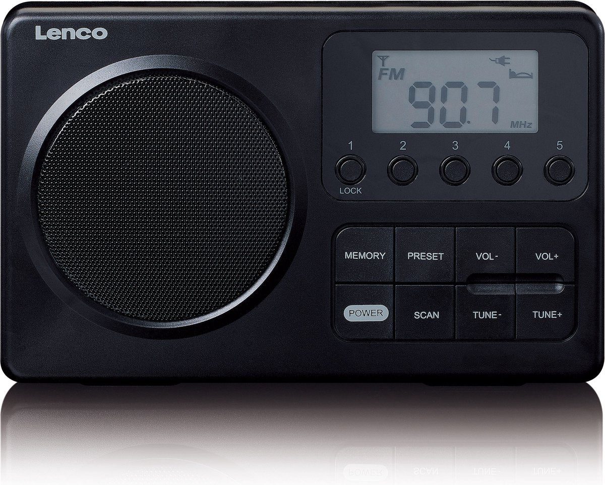 Radio op Batterijen - Draagbare Radio - FM Radio - Zwart - MPR-035BK - Lenco •