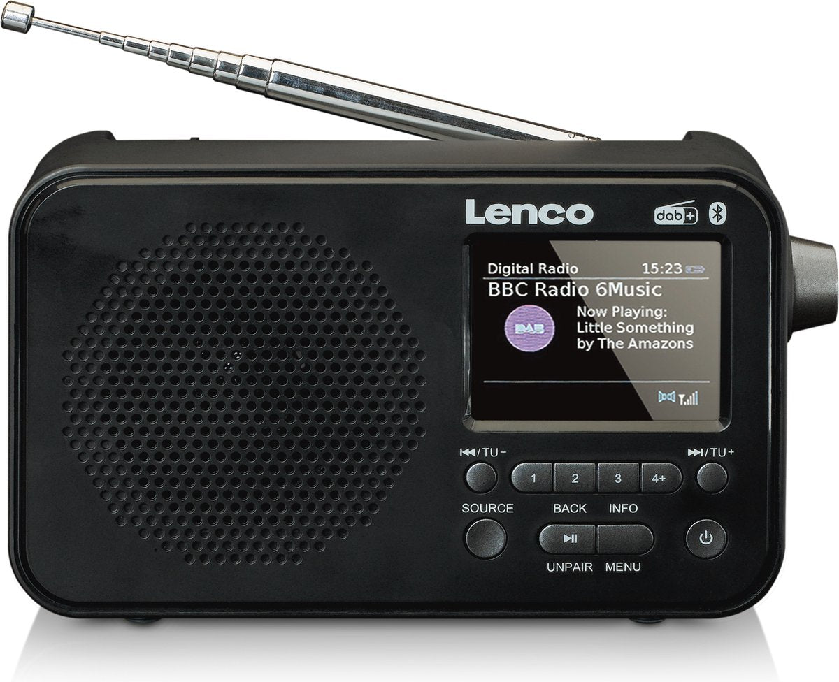 Lenco PDR-035BK - Draagbare DAB Radio met FM, DAB+ en Bluetooth® - AUX-ingang en oplaadbare Batterij - Zwart •