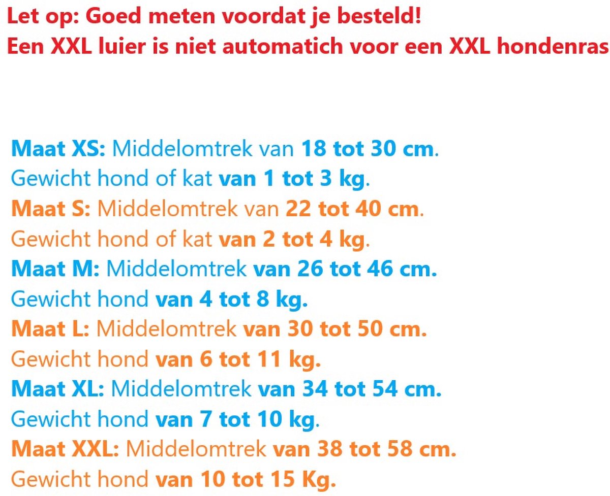Hondenluier - L - 30-50 cm Middelomtrek - 2x12 stuks - Nobleza