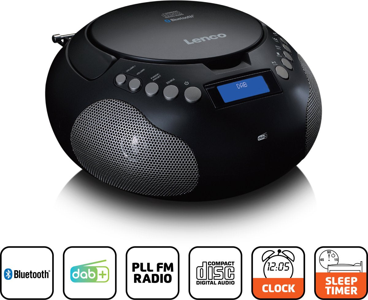 Lenco Radio op Batterijen - Draagbare Radio met DAB FM en Bluetooth - SCD-341BK - Zwart •