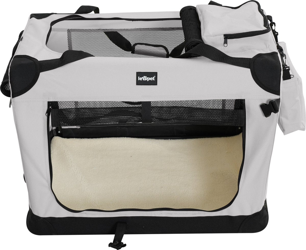 Reisbench hond - Draagtas hond - Transportbox - 91x63x63 cm - Grijs