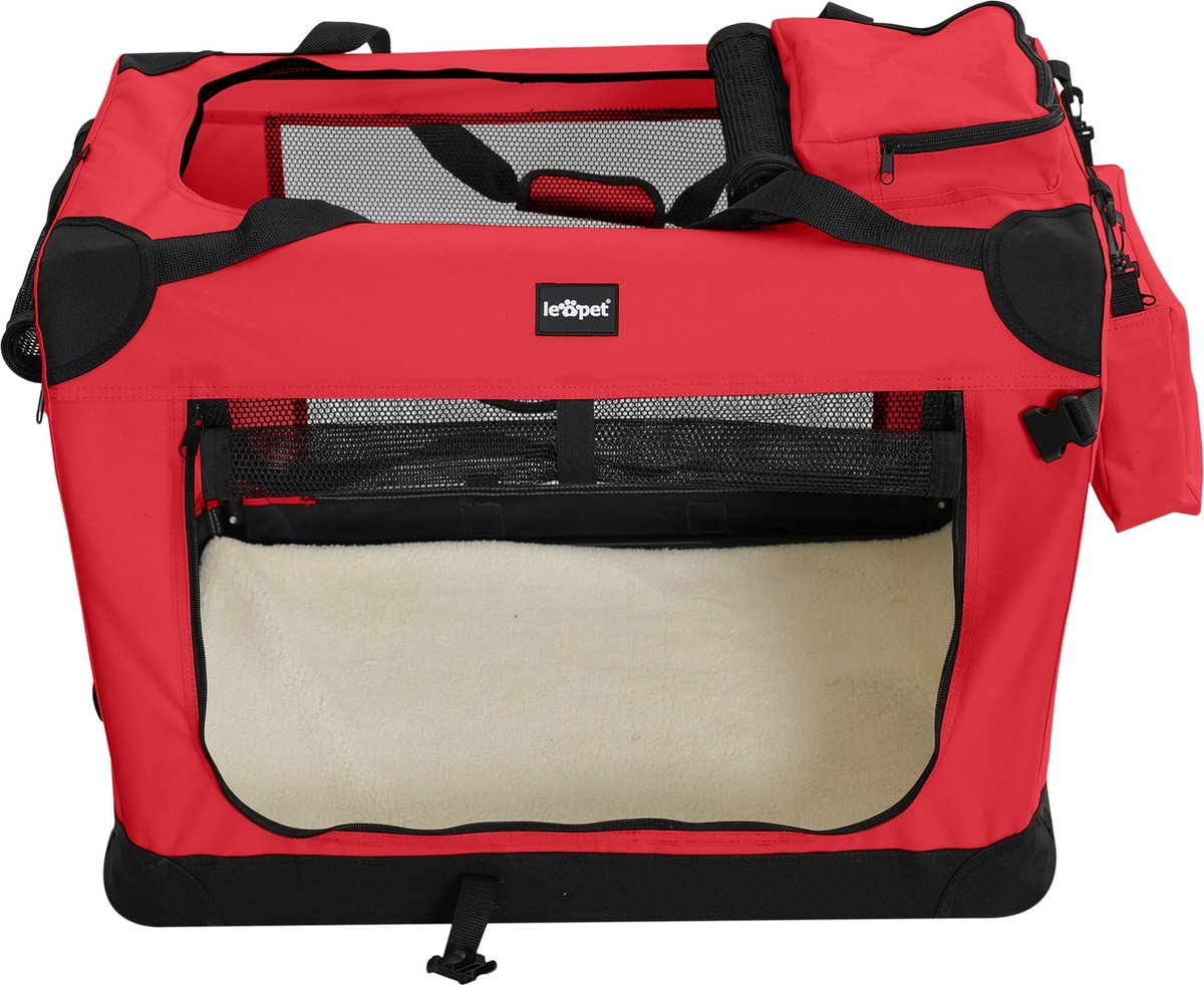 Reisbench hond - Draagtas hond - Transportbox - 70x52x52 cm - Rood