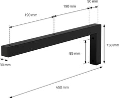 Plankdrager - Metaal - Set van 2 - 45x15 cm - Zwart - ML-Design