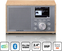 Lenco Radio op Batterijen - Compacte DAB FM Radio - Bluetooth - Houten behuizing - DAR-017WH - Hout