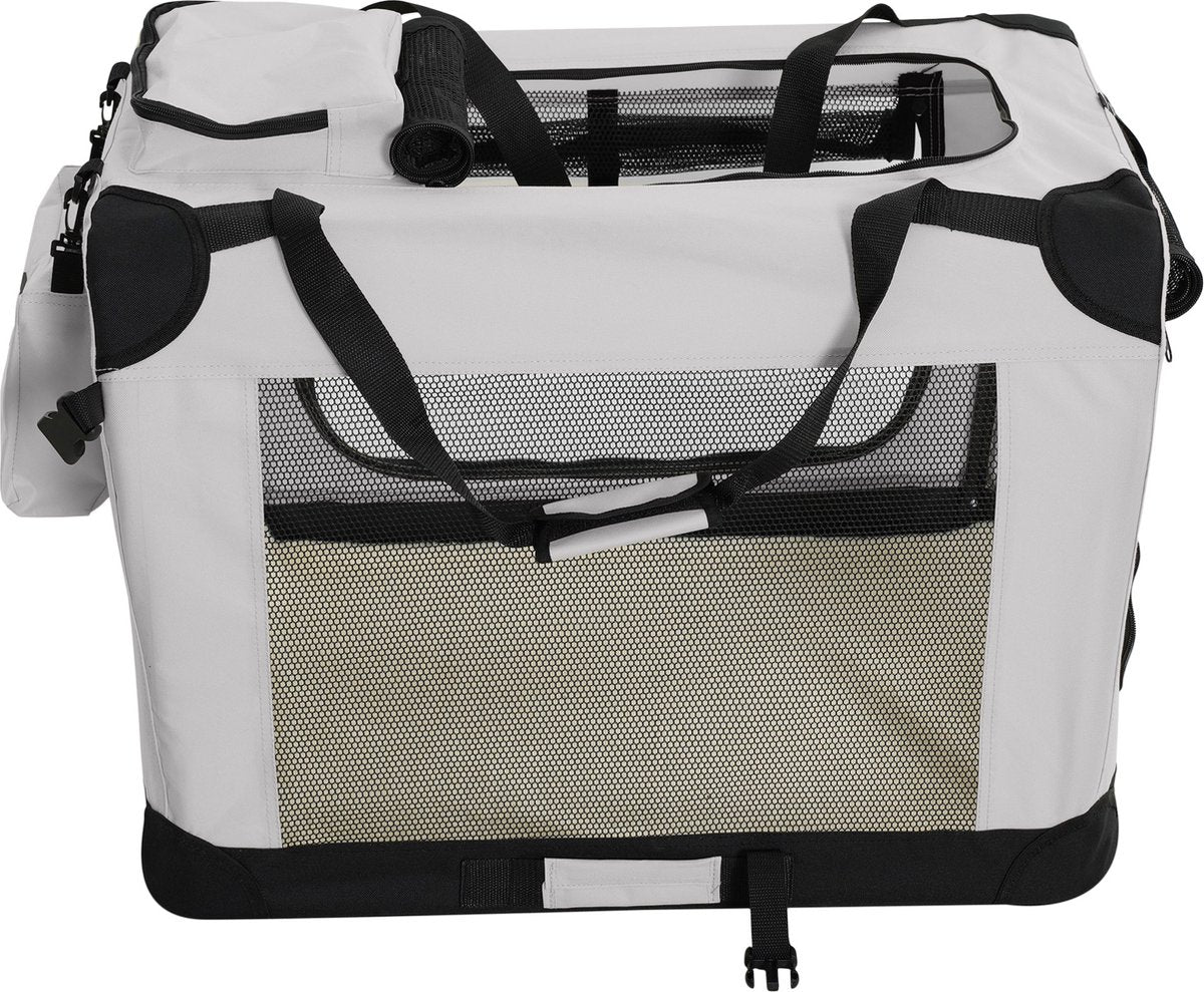 Reisbench hond - Draagtas hond - Transportbox - 91x63x63 cm - Grijs