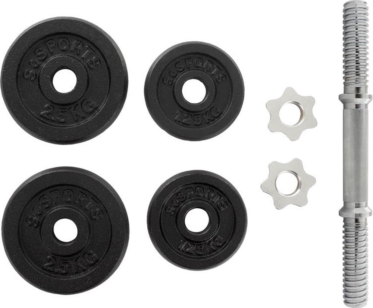 ScSPORTS® Halterset 10 kg - Dumbbells incl. handige koffer - Gietijzer - 30 mm - Gewichten •