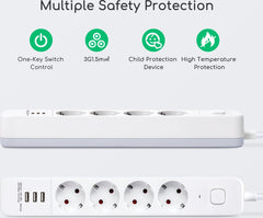 Stekkerdoos met USB - Verlengsnoer - Verlengkabel - 5M - Wit - Aigostar