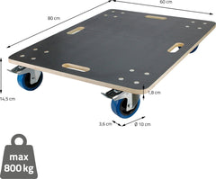 Meubelroller - Transportroller - Met remmen - 60x80 cm - tot 800 kg - ECD Germany