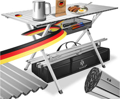 KESSER® Campingtafel Opvouwbaar - Verstelbaar - 145x70 cm - Zilver