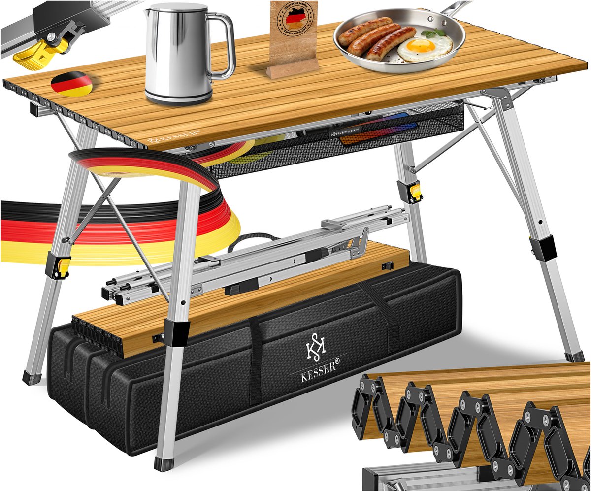 KESSER® Campingtafel inklapbare Tafel - Vouwtafel voor Buiten en Camping - Klaptafel Weerbestendig Tuintafel, 120 x 70 cm