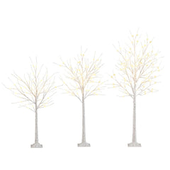 Costway Set decoratieve verlichte berkenbomen 120/150/180cm met LED-verlichting