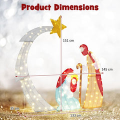 Kerststal met verlichting - Kerstdecoratie - 151 cm - COSTWAY •