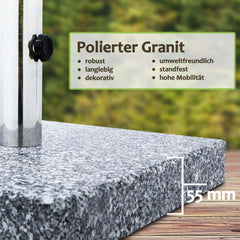 Parasolvoet - Parasolstandaard - Graniet - 30 kg - Grijs - Anaterra