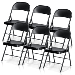 Klapstoelen - Vouwstoelen - Set van 6 - Eettafelstoelen - Zwart - Furnibear