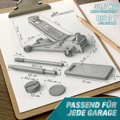Autokrik - Garagekrik - Hydraulische krik - 3 Ton - Oranje - TRESKO