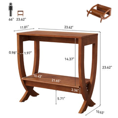 Tribesigns 60 cm banktafel van massief hout met gebogen poten, smalle bijzettafel voor woonkamer