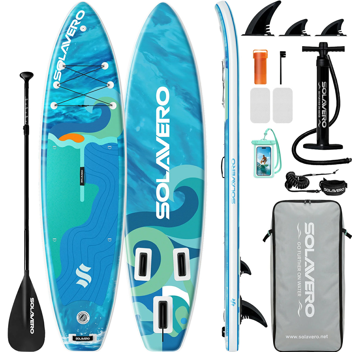 Sup Board - Opblaasbaar Paddle Board - 190 kg - Blauw - SOLAVERO