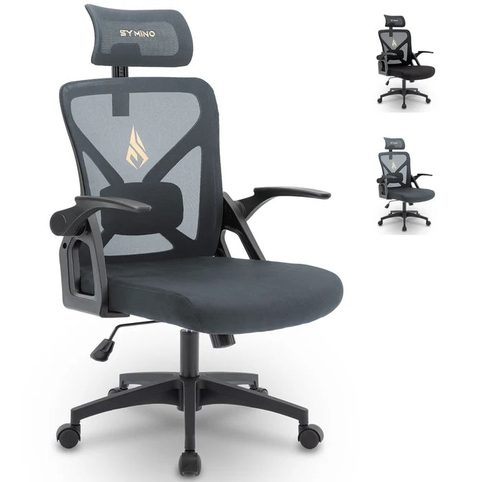 Ergonomische Bureaustoel -  Office Chair - Gamestoel - Volwassenen - Grijs - SYMINO - BGY-01