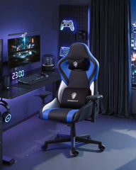 Ergonomische Bureaustoel -  Office Chair - Gamestoel - Volwassenen - Zwart/Blauw - Dowinx