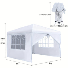 Partytent - Opvouwbaar - 3x3m - Paviljoen - Easy up - Zwart - Hengmei