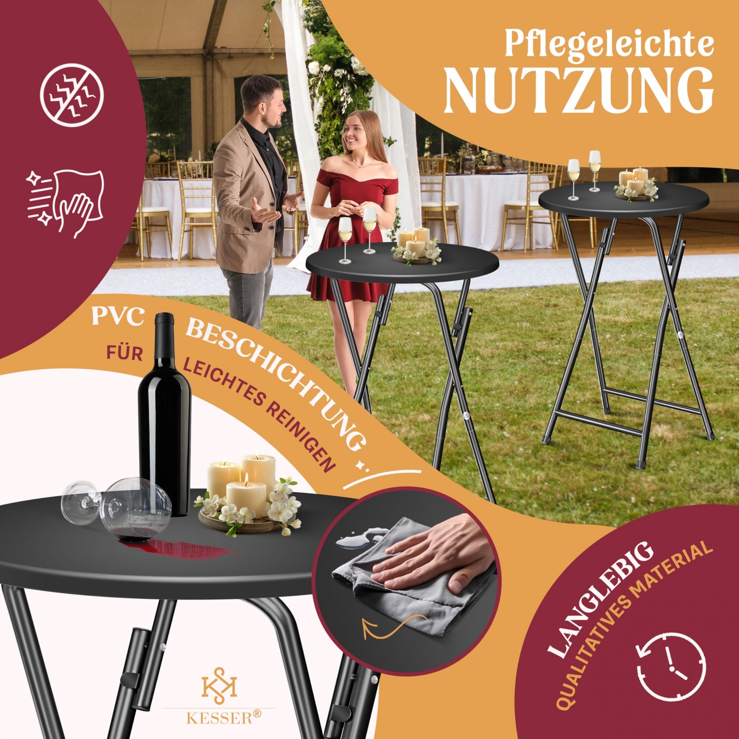 Statafel - Bartafel - Statafelrok - Partytafel - 110cm - Zwart - KESSER®
