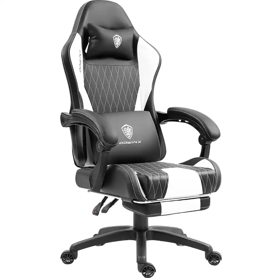 Ergonomische Bureaustoel -  Office Chair - Gamestoel - Volwassenen - Zwart/Wit- Dowinx