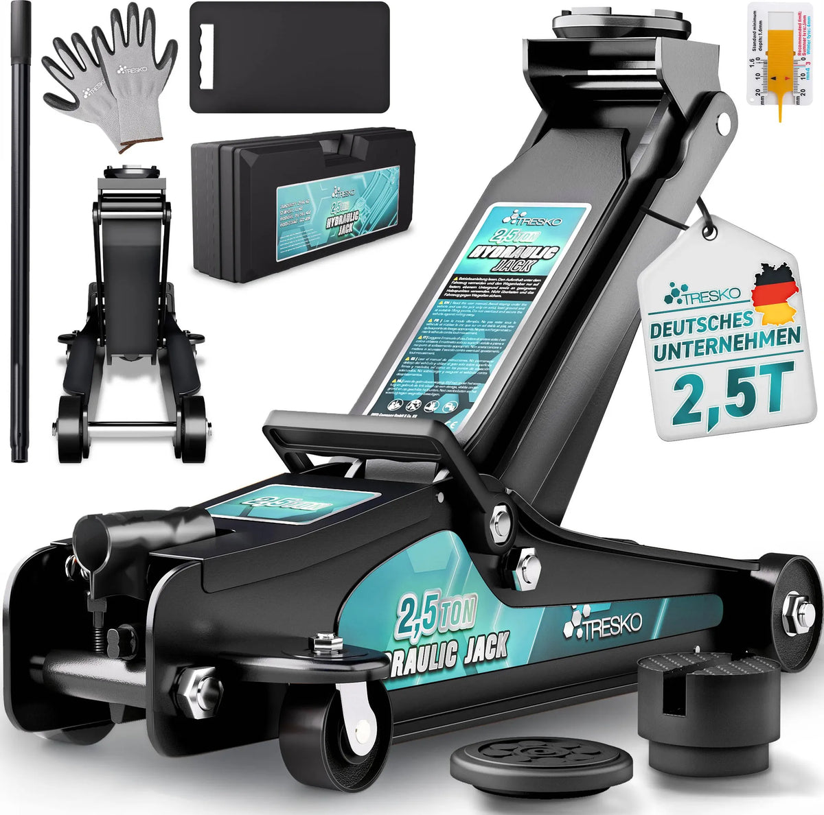 Autokrik - Garagekrik - Hydraulische krik - 2,5 Ton - Zwart - TRESKO