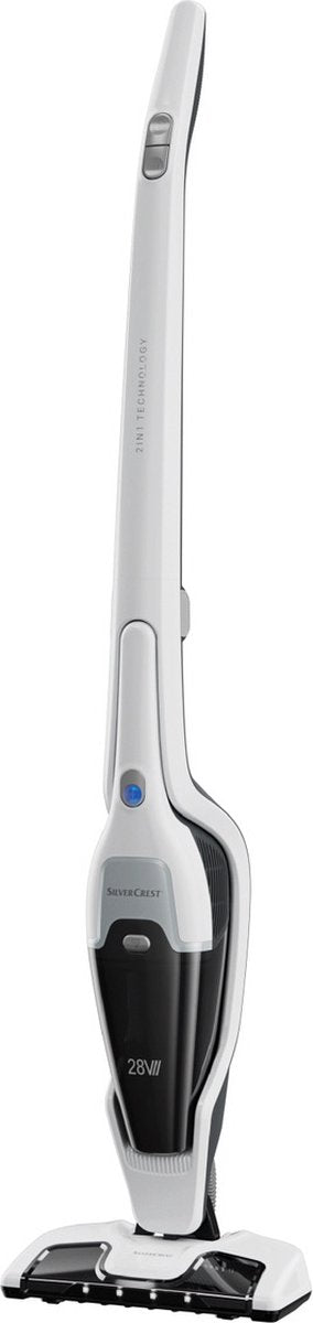 2 in 1 hand- en steelstofzuiger, zakloos - Met afneembare handstofzuiger - Accuduur: 26/34 min. - Snelheden: 2 - Meegeleverde accessoires: 2 in 1 voegenopzetstuk, borstelopzetstuk, netadapter, laadstation