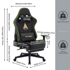 Ergonomische Bureaustoel -  Office Chair - Gamestoel - Volwassenen - Zwart/Groen - SYMINO