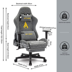 Ergonomische Bureaustoel -  Office Chair - Gamestoel - Volwassenen - Grijs - SYMINO
