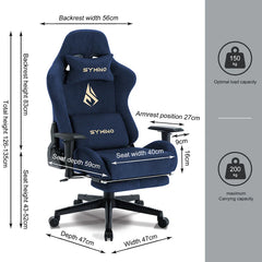 Ergonomische Bureaustoel -  Office Chair - Gamestoel - Volwassenen - Donkerblauw - SYMINO
