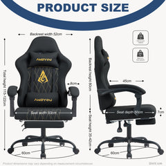 SYMINO ANDYOU-serie gamingstoel met voetensteun - Ergonomische PU-leren computerstoel, zwart