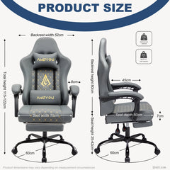 Ergonomische Bureaustoel -  Office Chair - Gamestoel - Volwassenen - Grijs - ANDYOU