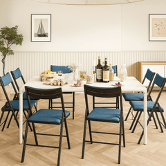 Klapstoelen - Vouwstoelen - Set van 4 - Eettafelstoelen - Blauw - Fenbeli