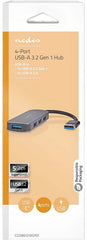 Nedis USB-Hub - USB-A Male - 4x USB A Female - 4-Poorts poort(en) - USB 2.0 / USB 3.2 Gen 1 - USB Gevoed