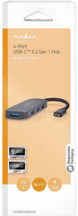 Nedis USB-Hub - 1x USB-C - 4x USB A Female - 4-Poorts poort(en) - USB 3.2 Gen 1 - USB Gevoed - 5 Gbps