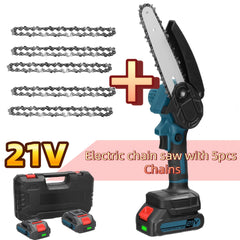 Mini kettingzaag - Elektrische snoeischaar - Met accu - Blauw - LIXADA