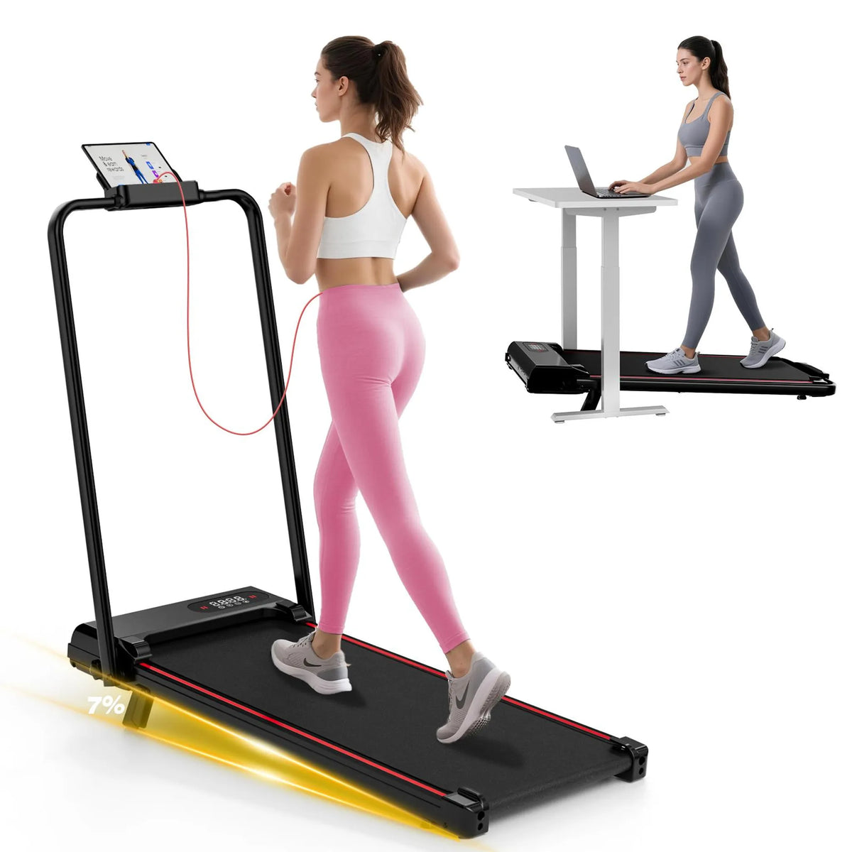 Loopband - Walking pad - Wandelband - 1-8 km/u - Zwart