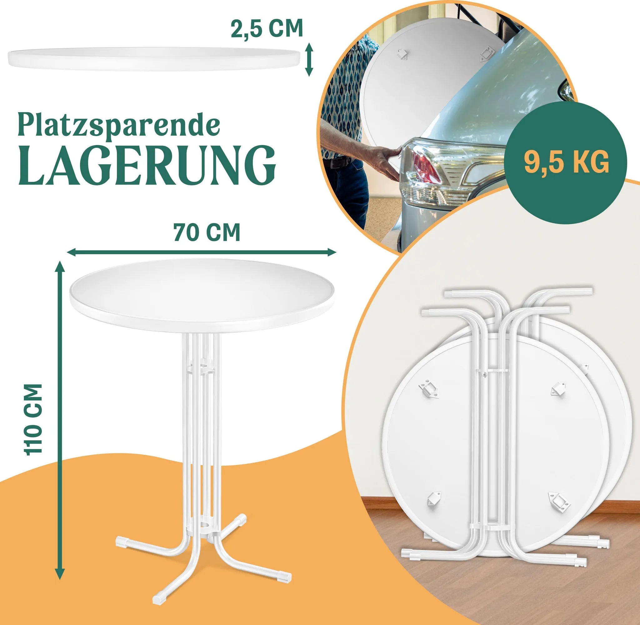 KESSER® Gastro statafel, inklapbaar, bistrotafel, gepoedercoate roestvrijstalen plaat, in hoogte verstelbare poten, feesttafel, diameter 70 cm, binnen en buiten, ontvangsttafel inclusief hoes,