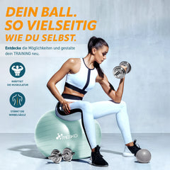 Fitness bal - Yoga bal - Pilates bal - Zwangerschapsbal - 65cm - Mintgroen