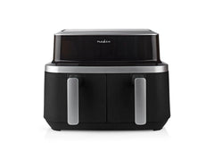 Nedis Dual Airfryer - 8.4L - Dubbele Mand - Heteluchtfriteuse - 10 Programma's - Tot 6 personen - Zwart •