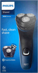 Philips SHAVER 1000 Serie S1134/00 Elektrisch droogscheerapparaat, roterend scheerapparaat, blauw, PowerCut-messysteem, knoppen, elke 2 jaar vervangen door SH30, 2 jaar garantie