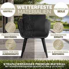 Tuinstoelen - Weerbestendig - Met armleuning - Set van 6 - Grijs/Antraciet - Tillvex®