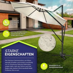 Zweefparasol - Tuinparasol - Parasol 330 cm - Met voet - Met Parasolhoes - Beige - Tillvex
