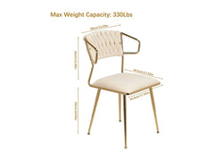 Eetkamerstoelen - Set van 2 - Fluweel - Beige / Goud •