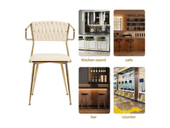 Eetkamerstoelen - Set van 2 - Fluweel - Beige / Goud •