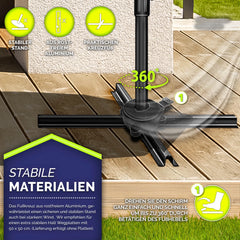 Zweefparasol - Tuinparasol - Parasol 300 cm - Met voet - Met Parasolhoes - Grijs - Tillvex